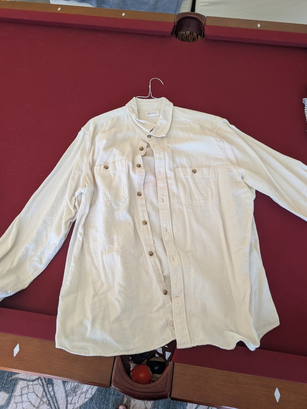 Gap Cream Button Up Utility Fit Brushed Cotton